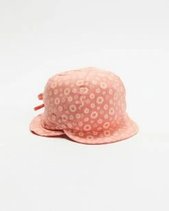 Brand new 😀 Acorn Kids Indigo Flap Hat - Babies Pink & Cream Floral 🔔
