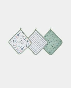 Budget ❤️ Aden & Anais 3-Pack Essentials Muslin Washcloths Dinotime 🔔