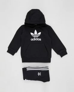 Hot Sale ✨ Adidas Originals Trefoil Hoodie Set - Babies-Kids Black & White 👍