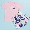 Hot Sale ⌛ Adidas Originals Flower Print Shorts & Tee Set - Babies-Kids True Pink & Almost Lime 💯