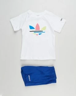 Promo ⭐ Adidas Originals Adicolor Shorts & Tee Set - Babies-Kids White & Blue 🥰