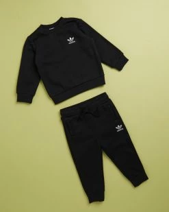 Hot Sale ⭐ Adidas Originals Adicolor Crew Set - Babies-Kids Black 😍