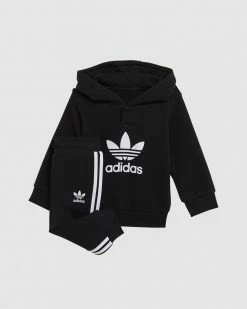 Promo 👏 Adidas Originals Adicolor Hoodie Set Black / White 🎁