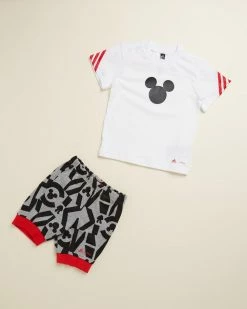 New ⭐ Adidas Performance Disney Mickey Mouse ☀️ Summer Set - Babies White&vivid Red;Grey Heather&Black 😉