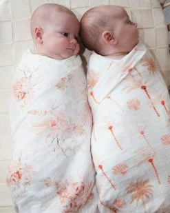 Flash Sale 🔥 Anchor & Arrow Twin Bamboo Swaddle Set ☀️ SUMMER PALM & NATIVE BLOOMS 🎁