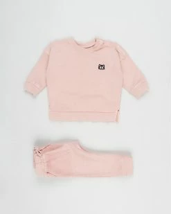 Promo ✔️ Animal Crackers Pyramid Crew Mindful Pant Set - Babies Dusty Pink 🌟
