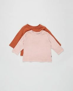 Hot Sale 🔥 Animal Crackers Secure LS Tee 2-Pack - Babies Pink & Brown 👏