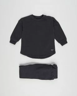 Top 10 😍 Animal Crackers Clover Crew & Pants Set - Babies Washed Black ⌛