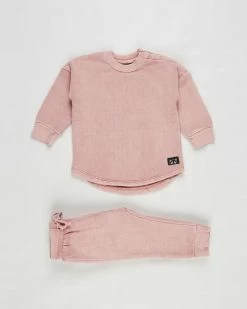 Coupon 🎉 Animal Crackers Clover Crew & Pants Set - Babies Pink ⌛