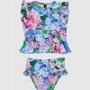 Flash Sale 🔔 Aqua Blu Kids Blossom Flutter Tankini Set - Babies 🤩