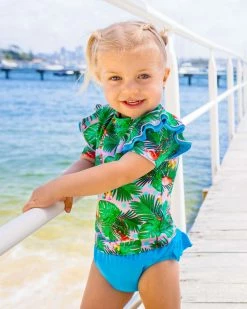 Best Pirce ❤️ Aqua Blu Kids Paradiso Flutter Short Sleeve Rash Vest - Babies 😀