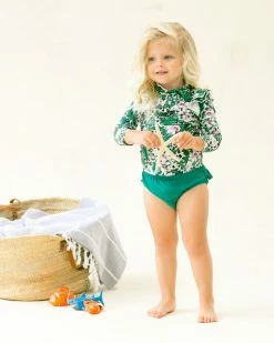 Hot Sale ⌛ Aqua Blu Kids Lily Long Sleeve Rash Vest - Babies 🌟