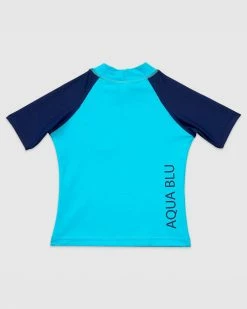 Outlet 🌟 Aqua Blu Kids Building Blocks Short Sleeve Rash Vest - Babies Blue 😍 -Baby Online store http3A2F2Fstatic.theiconic.com .au2Fp2Faqua blu 5758 3011521 3