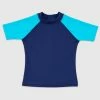 Hot Sale ❤️ Aqua Blu Kids Building Blocks Short Sleeve Rash Vest - Babies Navy 🤩
