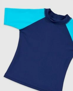 Hot Sale ❤️ Aqua Blu Kids Building Blocks Short Sleeve Rash Vest - Babies Navy 🤩 -Baby Online store http3A2F2Fstatic.theiconic.com .au2Fp2Faqua blu 5915 5011521 3