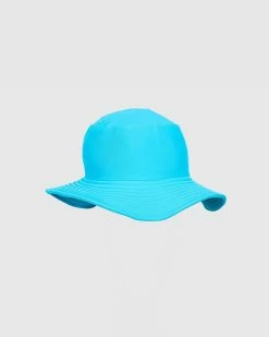 Cheap 🎉 Aqua Blu Kids Building Blocks Lycra Bucket Hat - Babies Blue 😉