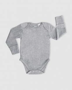 Hot Sale 🔔 B Free Intimate Apparel 100% Organic Long Sleeve Bodysuit - Baby & Toddler Grey Melange ✨