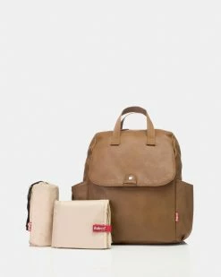 Flash Sale ⌛ Babymel Robyn Faux Leather Convertible 🎒 Backpack Nappy Bag Tan 💯