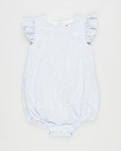 Best Pirce ❤️ Bardot Junior Mini Stripe Broderie Grow - Babies-Kids Blue Stripe 🌟
