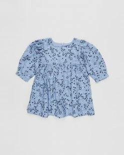 Wholesale 😉 Bardot Junior Georgie Printed Mini 👗 Dress - Babies-Kids Blue Ditsy ❤️