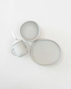 Cheapest ✔️ Bare and Boho ICONIC EXCLUSIVE - Basics Set: Sippy Cup, Bowl & Plate 3 Pieces Pebble 🤩