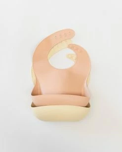 Discount 👍 Bare and Boho ICONIC EXCLUSIVE - Silicone Feeding Bib 2 Pack Oat & Mushroom Pink ⭐