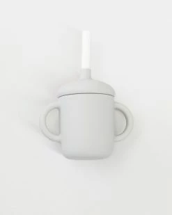 Hot Sale 💯 Bare and Boho ICONIC EXCLUSIVE - Silicone Sippy Cup with Dual Handle and Silicone Straw 1 Pack Pebble 🌟
