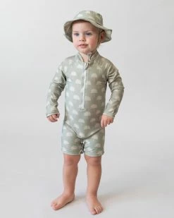 Top 10 👏 Bare and Boho Protective Swimwear Onesie & Bucket Hat Set - Babies Sage 🛒