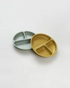 Cheapest 🎉 Bare and Boho ICONIC EXCLUSIVE - Non-Suction Plate with Divider 2-Pack Seafoam & Turmeric 😀