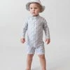 Best Sale 😍 Bare and Boho Protective Swimwear Onesie & Bucket Hat Set - Babies Scallops ⭐