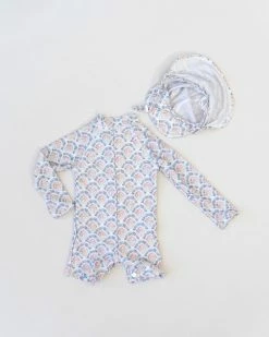 Best Sale 😍 Bare and Boho Protective Swimwear Onesie & Bucket Hat Set - Babies Scallops ⭐ -Baby Online store http3A2F2Fstatic.theiconic.com .au2Fp2Fbare and boho 9277 2704331 4