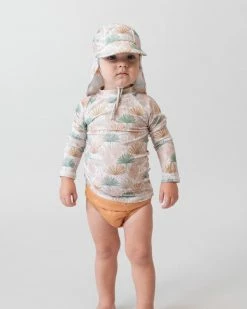 Best Pirce ✔️ Bare and Boho Protective Swimwear Rashie & Flap Hat Set - Babies Pastel Fronds ❤️