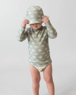 Wholesale 👍 Bare and Boho Protective Swimwear Rashie & Bucket Hat Set - Babies Sage ❤️