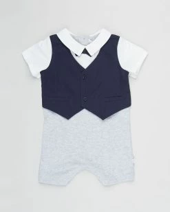 Cheap 🛒 Bebe by Minihaha Theo Short Sleeve Gentleman Romper - Babies Multi 🔔