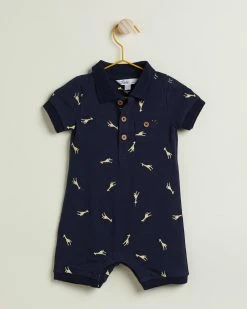 Outlet 🥰 Bebe by Minihaha Jasper Polo Romper - Babies Navy ✔️