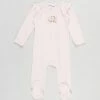 Coupon 🎉 Bebe by Minihaha Grace Pointelle Long Sleeve Zip Romper - Babies Pale Pink ⭐