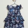 Promo 👏 Bebe by Minihaha Liberty Tiered 👗 Skirt 👗 Dress - Babies Stately Bouquet Navy ⭐