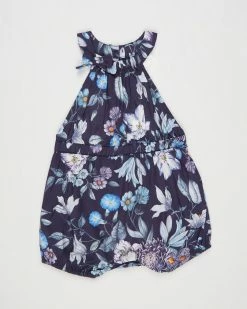 Budget 🌟 Bebe by Minihaha Liberty Lace Back Romper - Babies Navy Bouquet ❤️
