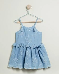 Hot Sale 🎁 Bebe by Minihaha Embroidery Chambray 👗 Dress - Babies Indigo 🧨