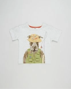 Wholesale ⌛ Bebe by Minihaha Oscar Fishing 🦮 Dog Tee - Babies Grey 🧨