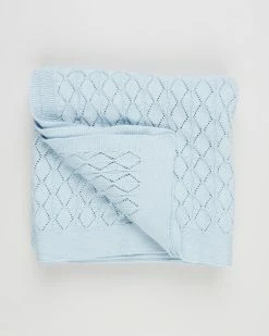 Best deal 💯 Bebe by Minihaha Knitted Pointelle Blanket Blue 👏
