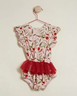 Promo 🧨 Bella & Lace Little Elf Romper - Babies Red Wattle 🔔