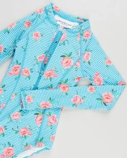 Buy ❤️ Bluesalt Beachwear Holiday Girl - Long Sleeve Surf 🩱 Swimsuit with Beach Hat - Kids Aqua And White Gingham 🎉 -Baby Online store http3A2F2Fstatic.theiconic.com .au2Fp2Fbluesalt beachwear 9256 2888141 3