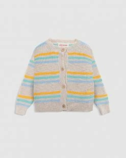 Deals 🌟 Bobo Choses Stripes Jacquard Cardigan - Babies Off White 🔥