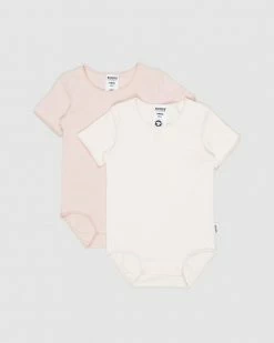 Buy 🔥 Bonds Baby Organic Short Sleeve Bodysuit 2-Pack - Babies Pink & Macadamia 👍