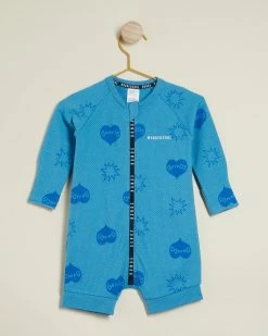 New 🎉 Bonds Baby Wondercool Short Leg Eyelet Wondersuit - Babies Love & Sparkles Blue 🛒