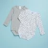 Best Sale ✨ Bonds Baby Wonderbodies Long Sleeve Bodysuit 2 Pack - Babies Mini Spot Leopard White & New Grey Marle 🤩