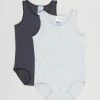 Promo 🥰 Bonds Baby Wondercool Eyelet Singletsuit 2-Pack - Babies New Grey Marle & Solar System 🎉