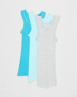 Cheap 💯 Bonds Baby 3-Pack Vests - Babies Multi - Blue, Aqua and Grey ✔️