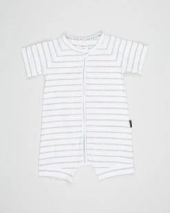 Best deal 👏 Bonds Baby Short Sleeve Romper - Babies White & Grey Marle 👏